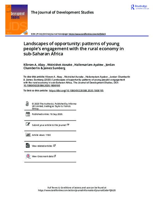 Landscapes of opportunity: patterns of young people’s engagement with the rural economy in sub-Saharan Africa