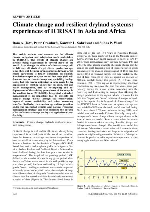 Climate change and resilient dryland systems: experiences of ICRISAT in Asia and Africa