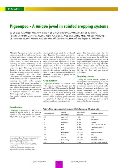 Pigeonpea - A unique jewel in rainfed cropping systems