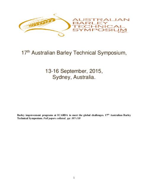 Barley improvement programs at ICARDA to meet the global challenges