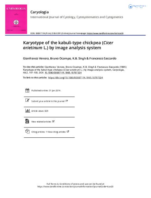 Karyotype of the kabuli-type chickpea (Cicer arietinum L.) by image analysis system