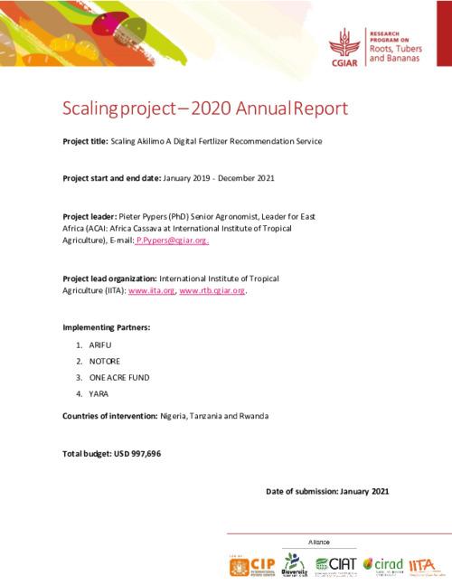 Final Report - Scaling AKILIMO A Digital Fertlizer Recommendation Service in Nigeria, Rwanda and Tanzania