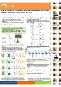 Effect of phosphorus (P) application on nutrient uptake, biomass, pod and seed formation in cowpea (Vigna unguiculata (L.) Walp]): poster presented at the 7th International Conference of the Africa Soil Science Society: critical soil solutions for sustainable development in Africa, 29 May - 1 June, Burkina Faso, Ouagadougou