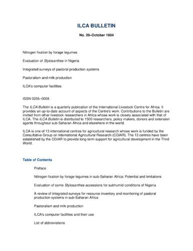 ILCA Bulletin No. 20