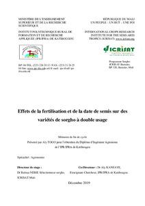 Effets de la fertilisation et de la date de semis sur des variétés de sorgho à double usage