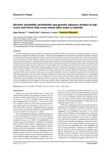 Genetic variability, heritability and genetic advance studies in topcross and three-way cross maize (Zea mays L) hybrids