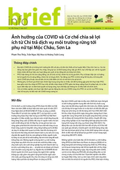 Ảnh hưởng của COVID và Cơ chế chia sẻ lợi ích từ Chi trả dịch vụ môi trường rừng tới phụ nữ tại Mộc Châu, Sơn La