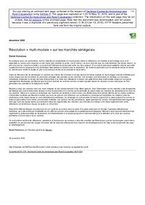 Révolution  multi-modale " sur les marchés sénégalais"