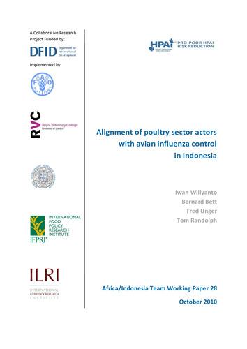 Alignment of poultry sector actors with avian influenza control in Indonesia