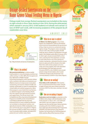 Orange-fleshed Sweetpotato on the home grownschool feeding menu in Nigeria