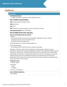 Promotion of youth employment in the rice value chain in Africa