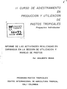 Informe de las actividades realizadas en Carimagua en la sección de utilización y manejo de pastos