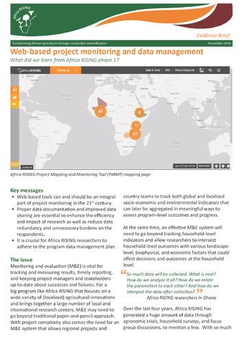 Web-based project monitoring and data management: What did we learn from Africa RISING phase 1?