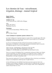 Les chemins de l'eau : ruissellement, irrigation, drainage