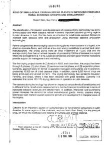 Role of small-scale cassava drying plants in improving equitable rural economic growth and development