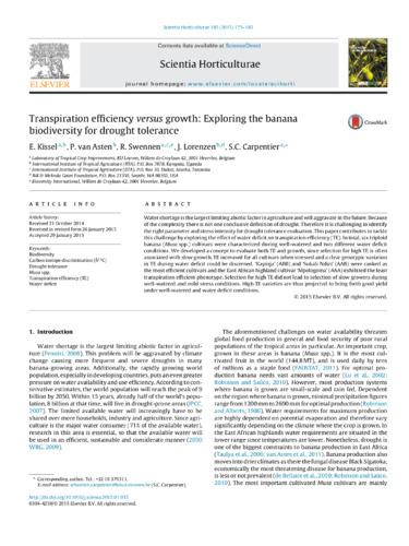 Transpiration efficiency versus growth: Exploring the banana biodiversity for drought tolerance