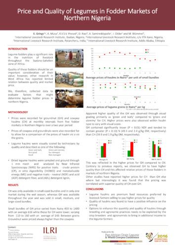 Price and quality of legumes in fodder markets of northern Nigeria