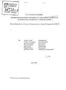 La yuca en el Ecuador: recomendaciones para el desarrollo y ejecución de un proyecto de producción, secamiento y comercialización
