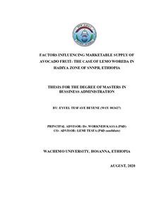 Factors influencing marketable supply of avocado fruit: The case of Lemo Woreda in Hadiya Zone of SNNPR, Ethiopia