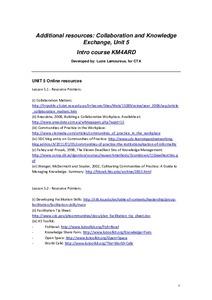 Collaboration and knowledge exchange: CTA Introduction to KM4ARD course - Unit 5