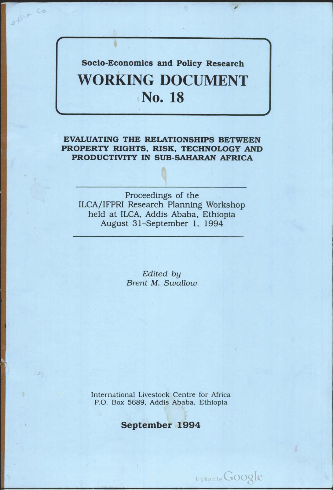 ILCA/LTC research on property rights and alley farming in West Africa