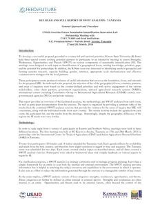 USAID Feed the Future Sustainable Intensification Innovation Lab Partnership Meetings with CIAT,NARS and local institutions: Detailed and Full Report of SWOT Analysis – Tanzania
