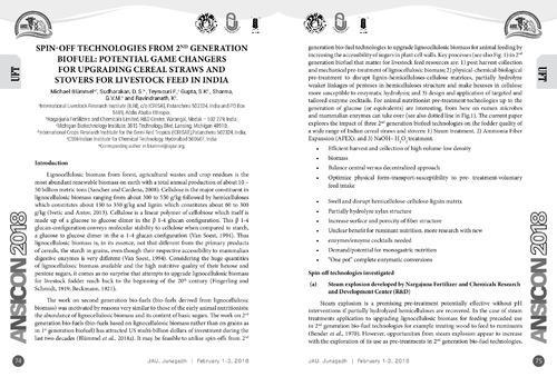 Spin-off technologies from 2nd generation biofuel: Potential game changers for upgrading cereal straws and stovers for livestock feed in India