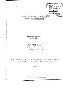 Análisis foliar de algunos cultivos tropicales