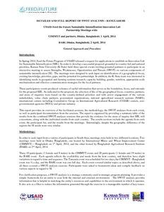 USAID Feed the Future Sustainable Intensification Innovation Lab Partnership Meetings with CIMMYT and partners: Detailed and Full Report of SWOT Analysis – Bangladesh