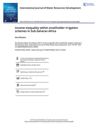 Income inequality within smallholder irrigation schemes in Sub-Saharan Africa