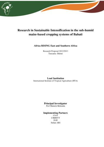 Research in Sustainable Intensification in the sub-humid maize-based cropping systems of Babati