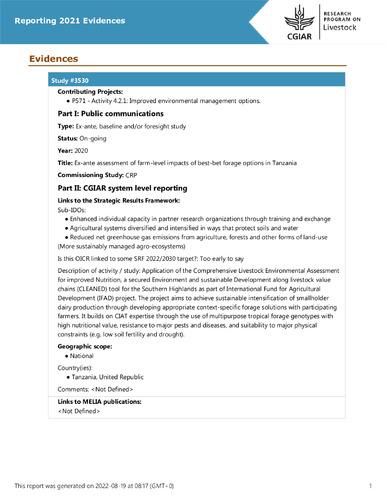 Ex-ante assessment of farm-level impacts of best-bet forage options in Tanzania