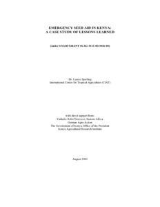 Emergency seed aid In Kenya: a case study of lessons learned