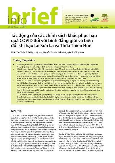 Tác động của các chính sách khắc phục hậu quả COVID đối với bình đẳng giới và biến đổi khí hậu tại Sơn La và Thừa Thiên Huế