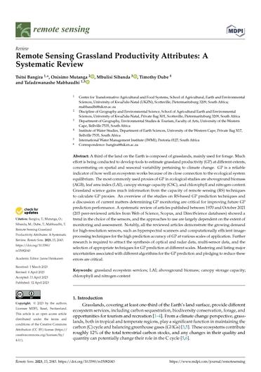 Remote sensing grassland productivity attributes: a systematic review