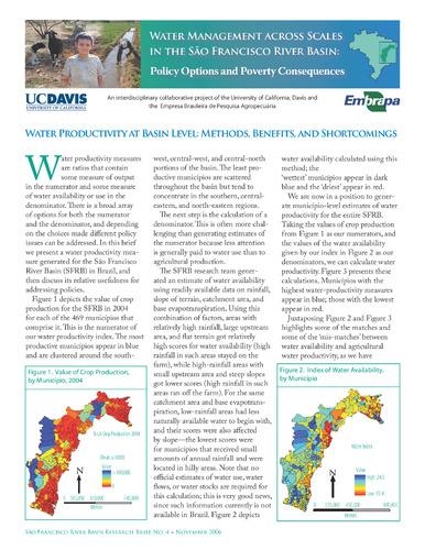 Water productivity at basin level: Methods, benefits, and shortcomings