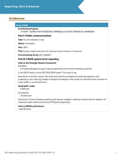 Ex post impact evaluation of improved maize varieties in Cameroon