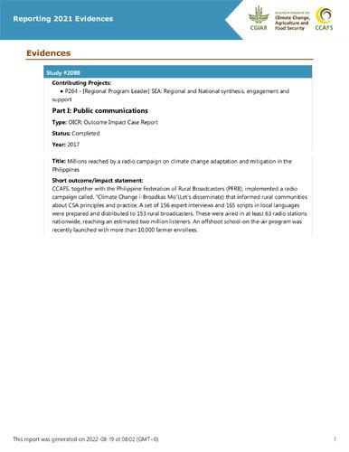 Millions reached by a radio campaign on climate change adaptation and mitigation in the Philippines