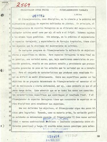 Presentación curso pastos: Fitomejoramiento forrajes