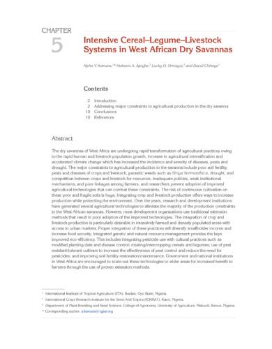Intensive cereal-legume–livestock systems in West African dry Savannas.