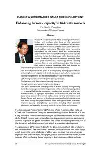 Market and supermarket issues for development. Enhancing farmers' capacity to link with markets.