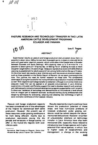 Pasture research and technology transfer in two Latin American cattle development programs: Ecuador and Panama