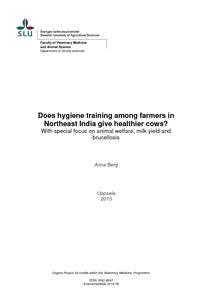 Does hygiene training among farmers in Northeast India give healthier cows? With special focus on animal welfare, milk yield and brucellosis