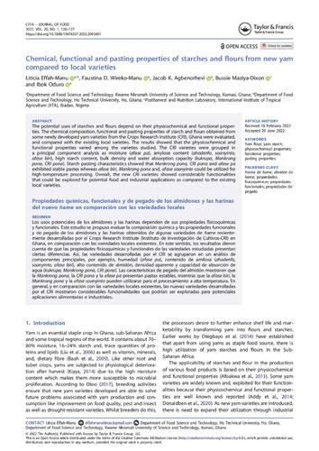 Chemical, functional and pasting properties of starches and flours from new yam compared to local varieties