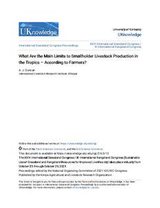 What Are the Main Limits to Smallholder Livestock Production in the Tropics - According to Farmers?
