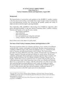 Variety Evaluation, Release and Registration